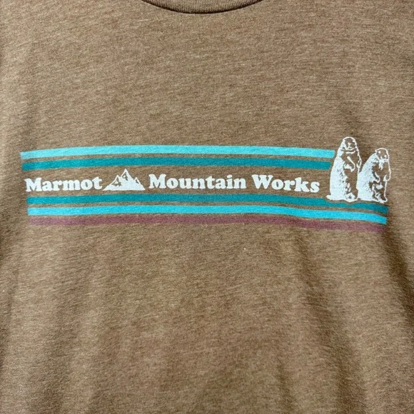 Marmot Mountain‎ Works Graphic T-Shirt Casual Outdoors Brown Sz XXL - Picture 2 of 7